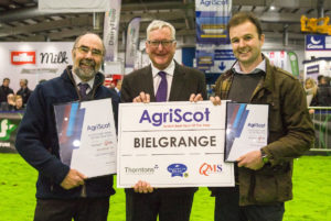 Niall Jeffrey accepting his Agriscot 2018 Scotch Beef Farmer of the year award