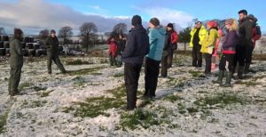 Group of people in snow covered field