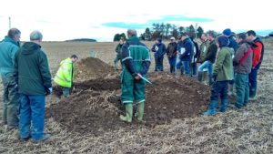 Group of farmers around a soil pit