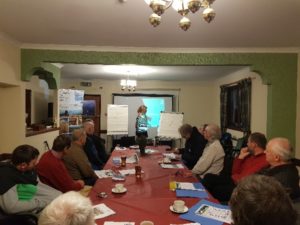 Poppy Frater, guest speaker, leading a meeting at Benbecula during Dec 2017 