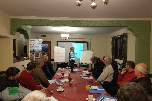 Poppy Frater, guest speaker, leading a meeting at Benbecula during Dec 2017