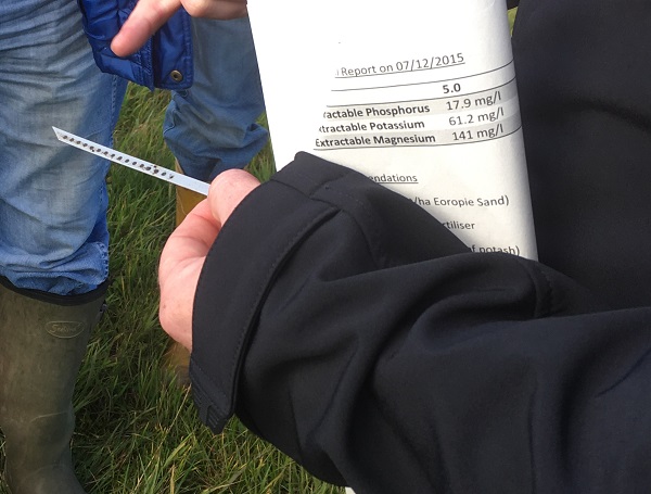 A close up photo of a bait lamina stick which is used to monitor soil biological activity as a guide to soil health