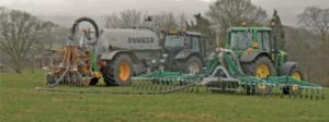 spreading slurry with a trailing shoe
