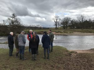 Farmers at the side of a riverbank near some significant poaching during the Drymen DP PC event