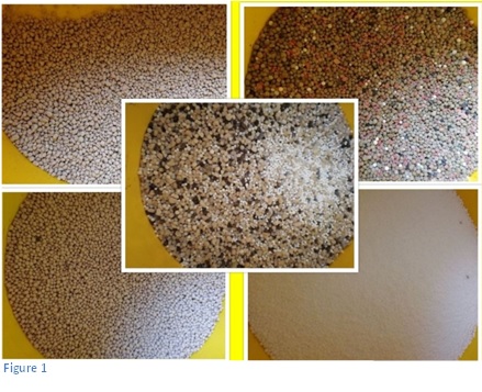 Collation of photos showing the range of different grades of fertilisers