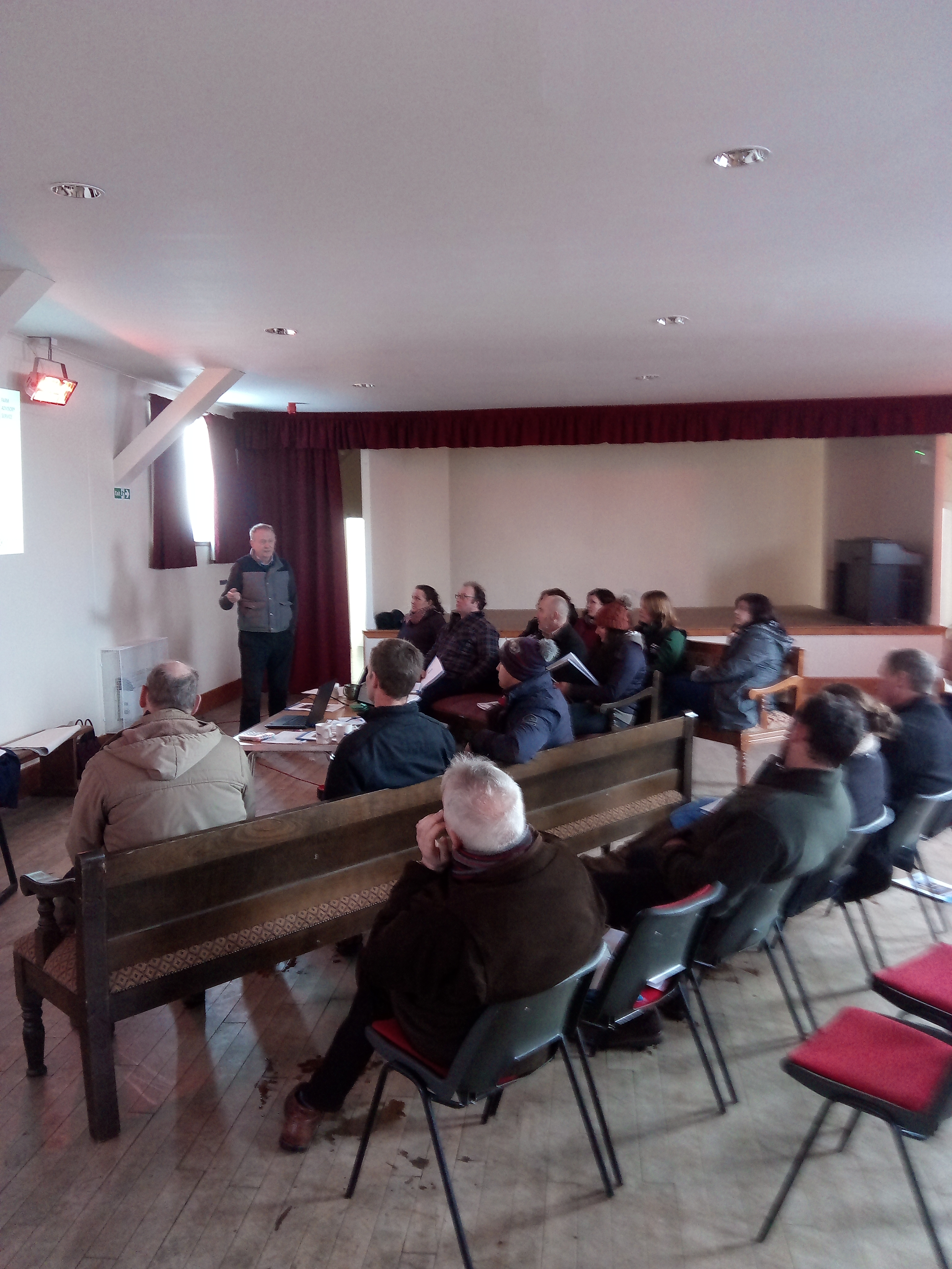 Farmers in the Craigie Village Hall, Ayrshire during the Wet Weather Resilience Planning event