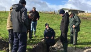 Gavin Elrick in a soil pit during the Uist Soil & Nutrient Network meeitng