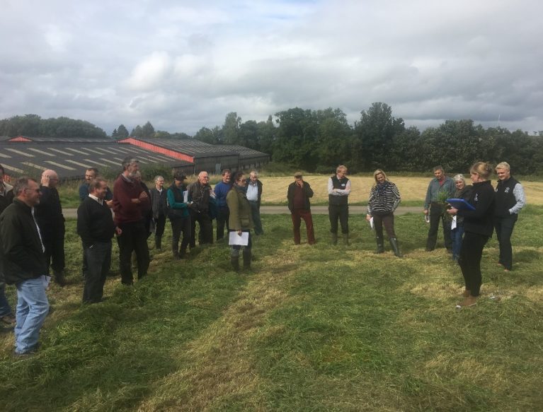 Farmers listening to Lorna Galloway discussing silage sward health during the first meeting of the Stirling Soil & Nutrient Network