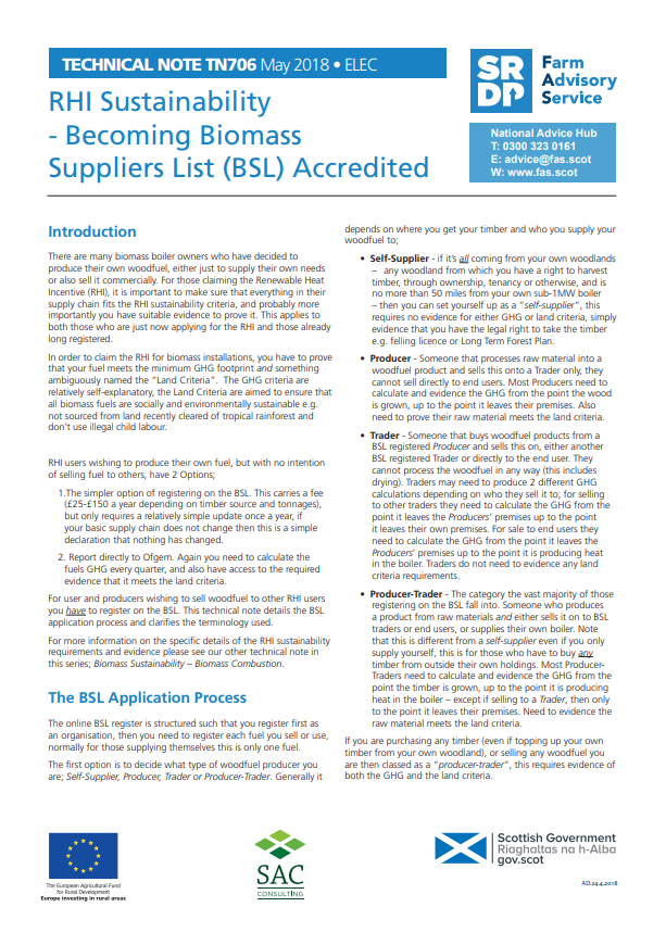 Technical Note TN706 RHI Sustainability Becoming Biomass Suppliers 