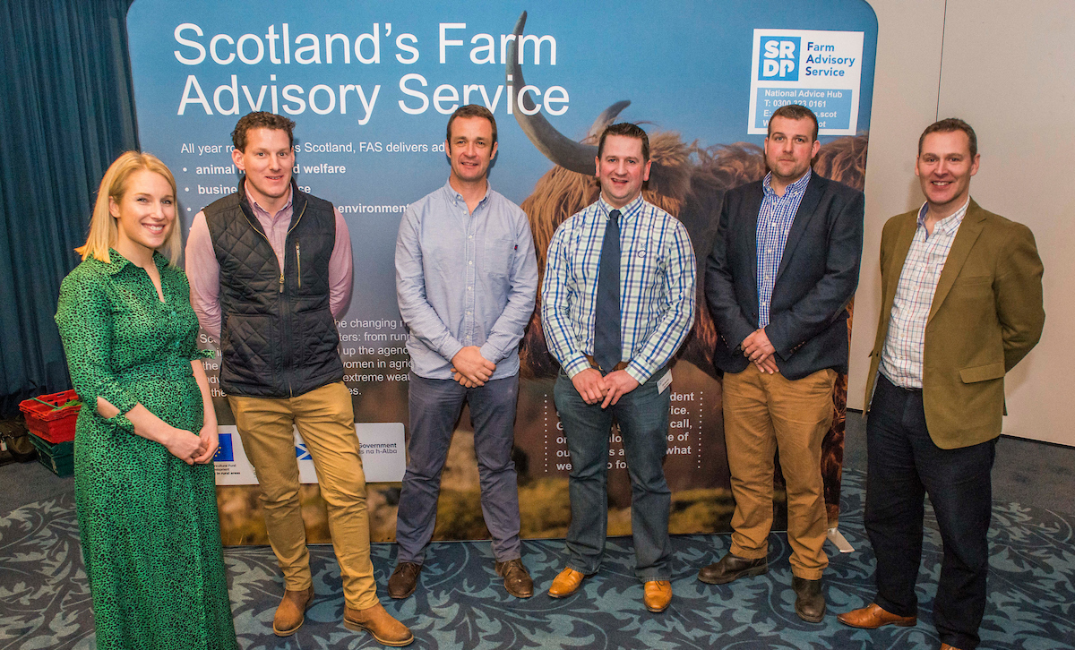 Speakers at New Entrants to Farming Gathering (L-R: Rebecca McEwen, Gethin Roberts, Richard Rogers, Graeme Jarron, Andrew Marchant and Robert Taylor)