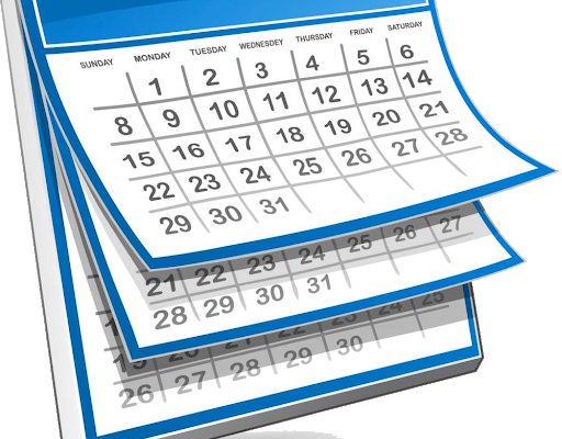 A pencil drawing depicting a generic calendar. There are three pages showing a grid of days giving the impression of a generic wall calendar.