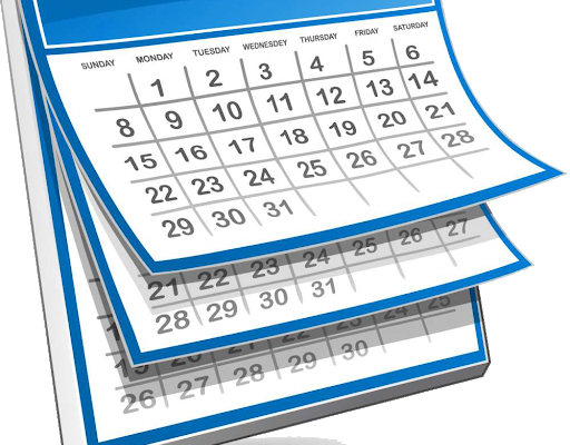 A pencil drawing depicting a generic calendar. There are three pages showing a grid of days giving the impression of a generic wall calendar.