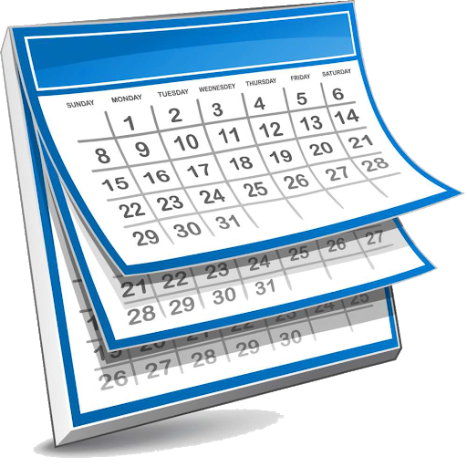 A pencil drawing depicting a generic calendar. There are three pages showing a grid of days giving the impression of a generic wall calendar.