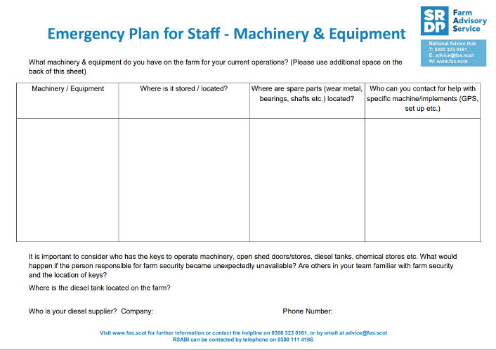 Emergency Plan for Staff - Field Operations - Machinery & Equipment thumbnail