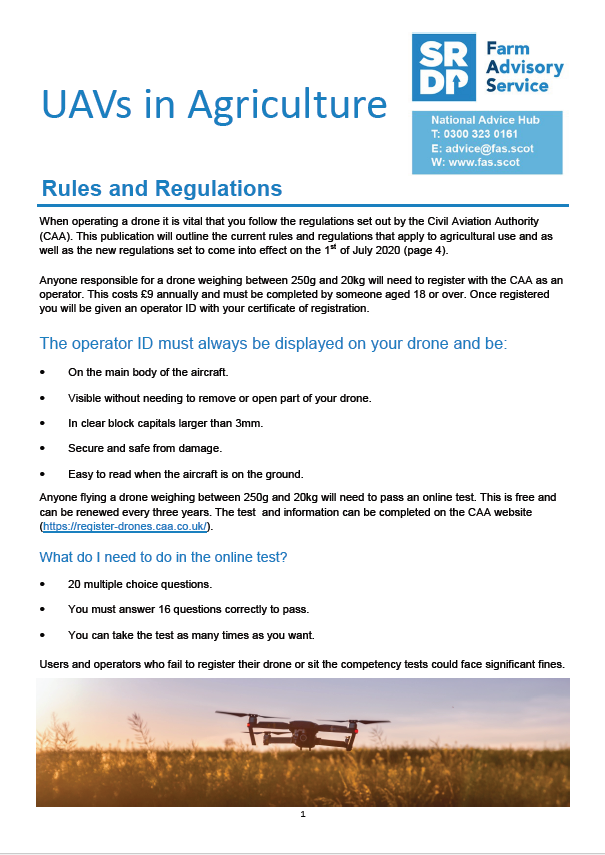 UAVs in Agriculture: Rules and Regulations | Information helping farmers in Scotland | Farm Advisory Service