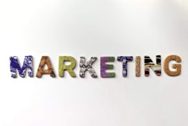 The word marketing spelt out in differnt coloured and patterned latters