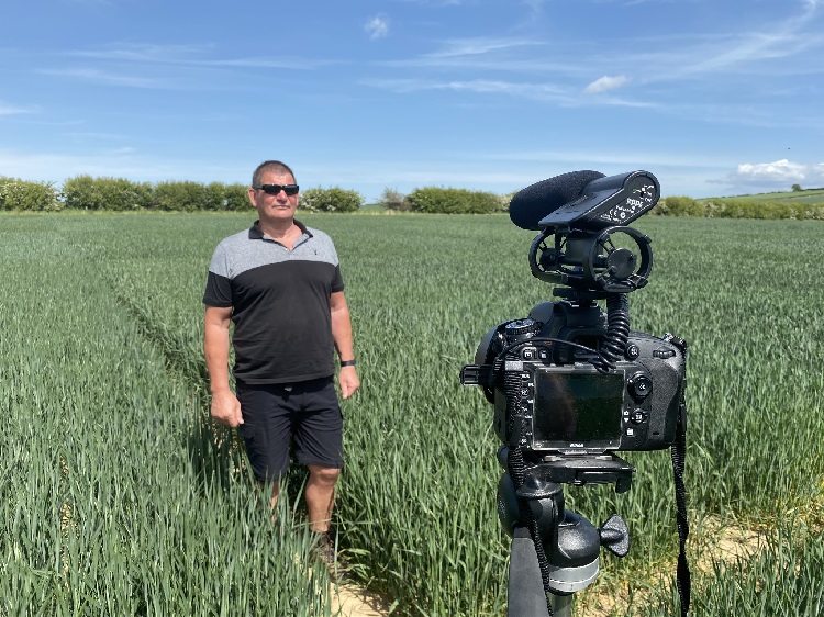 Recording video footage for the annual Crop Trials event at Caulshiel