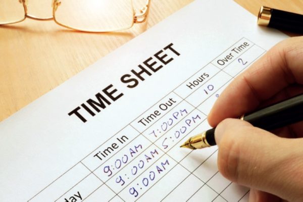 Completion of timesheet by pen