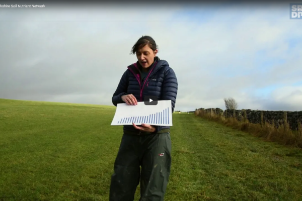 Consultant stood in a mown field with pH Charts.