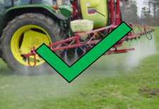 Tractor and sprayer photo with a green tick overlaid on top.