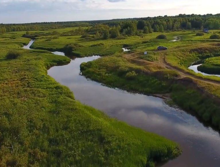 Arial picture of Waterways within land