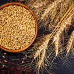 wooden plate with barley