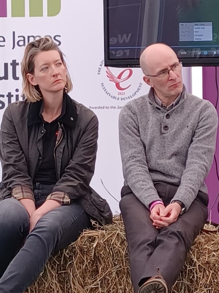 John Kerr of Scottish Government and Claire Hodge from AgriEpi listen intently to points from the audience at ‘The changing policy landscape’ which was the third Arable Conversation of the day. 