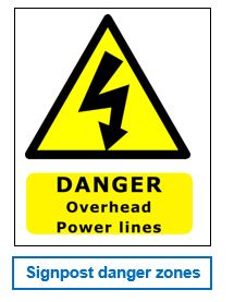 Overhead cables - warning sign