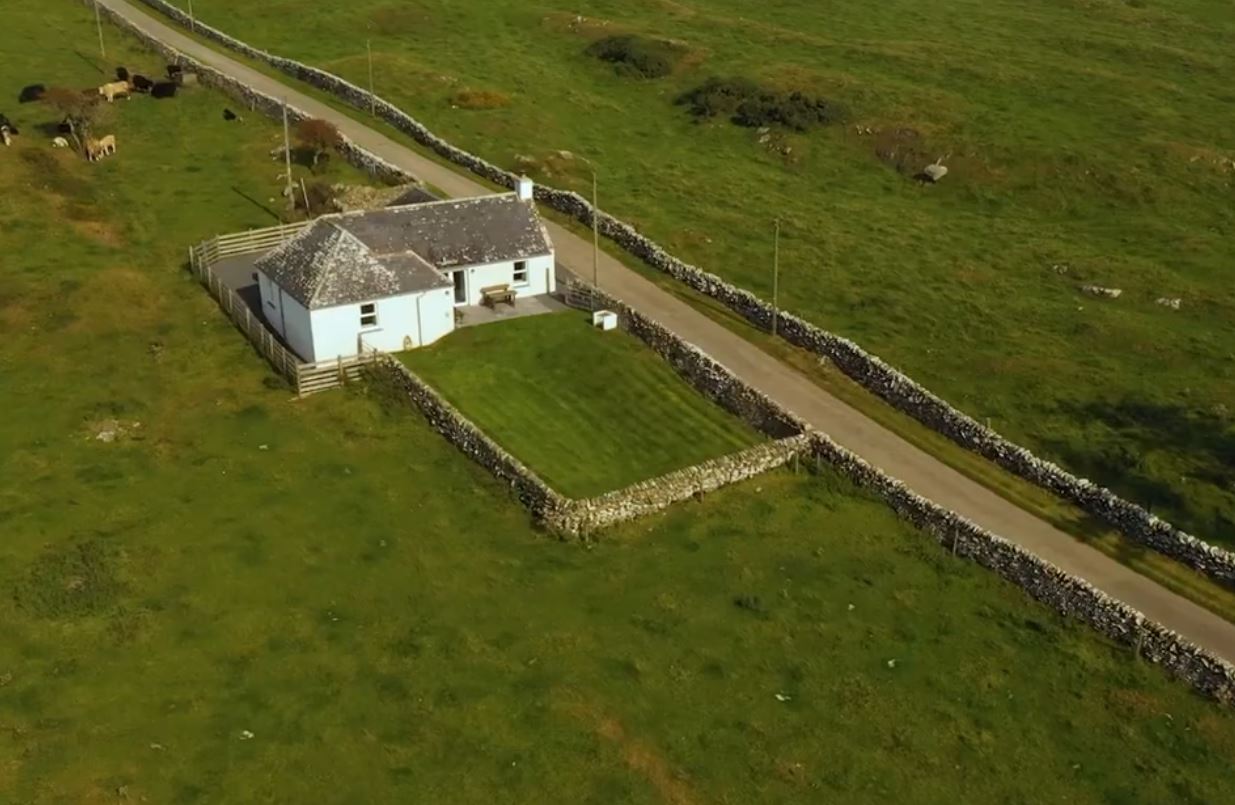 Drone footage of a country cottage